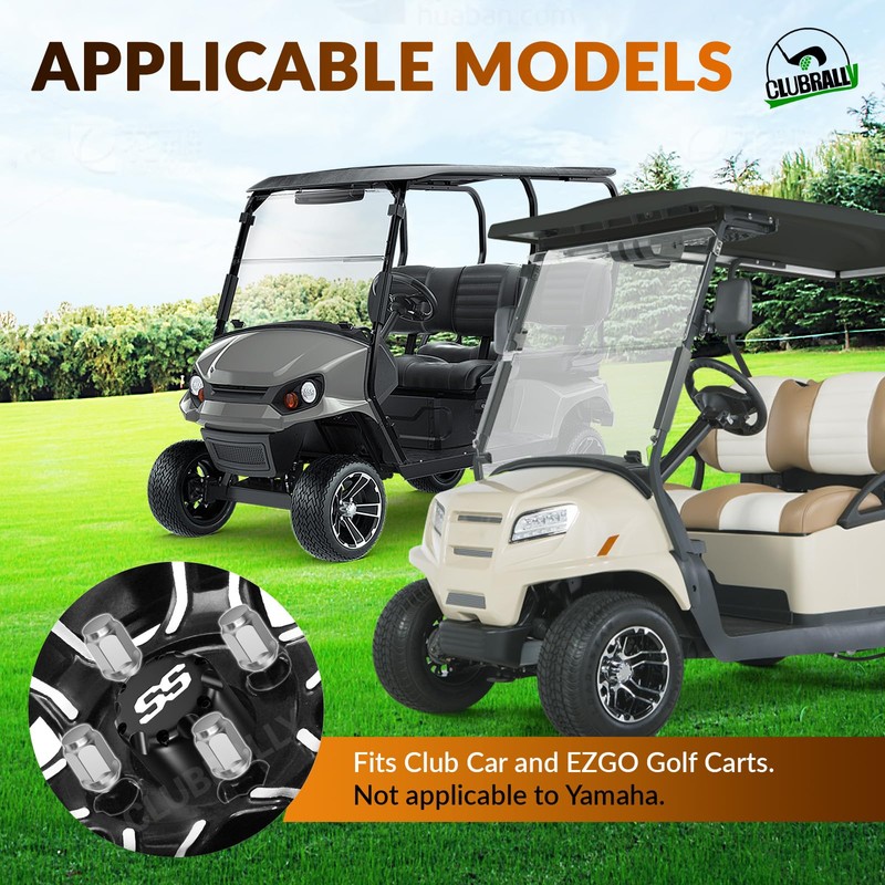 CLUBRALLY Chrome Wheel Lug Nut Kit for EZGO, Club Car