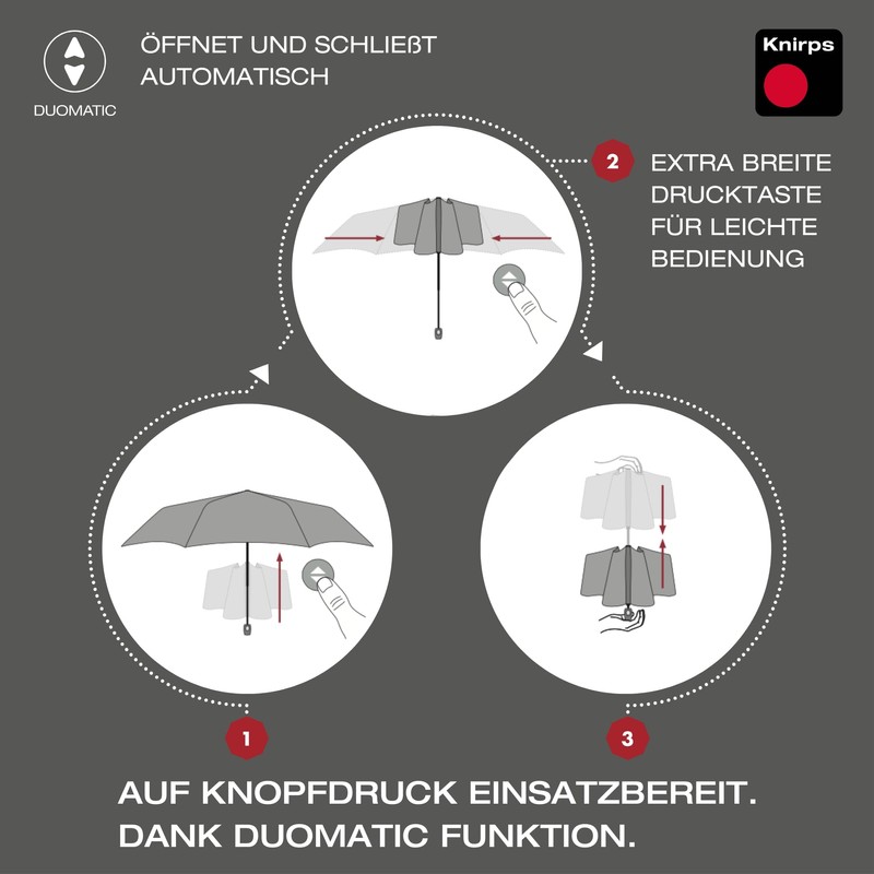 Knirps T Duomatic "Black Edition" Pocket Umbrella - Foldable -
