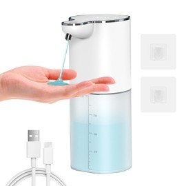 Gcstnn Automatic Soap Dispenser Wall Mounting, 400 ml Liquid Soap Dispenser, USB-C Charging, Electric Sensor, with 4 Adjustable Levels, IPX5 Waterproof for Kitchen, Bathroom, School, Hotel