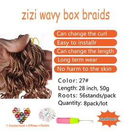 Mayloss 8Packs Long Wavy Thin ZiZi Box Braids Crochet Twisted Hair 28inch Curly Micro ZIZI Box Braid Twist Synthetic Crochet Hair Extensions Wave Micro Afro Small 3S Box Braids for Women (27)