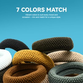HOYOLS Large Seamless Hair Ties for Thick Hair, Soft Ponytail Holders No Damage Hair Bands for Curly Thin Long Hair Elastics for Women Girls Hair Scrunchies (Autumn Hues Color)