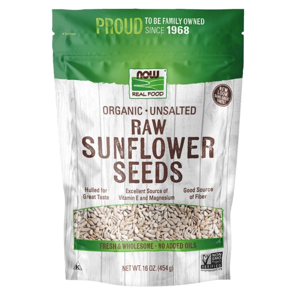 NOW Sunflower Seeds Organic Raw Unsalted - 16 oz Source