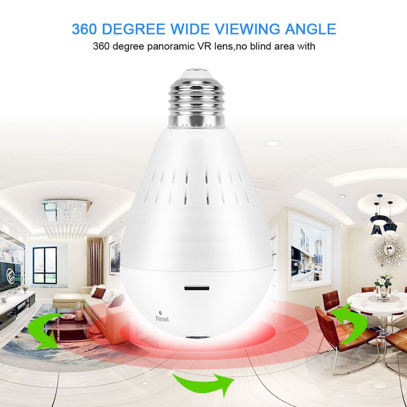 1.3MP 960P HD Wifi Panoramic Light Bulb Camera Home Security