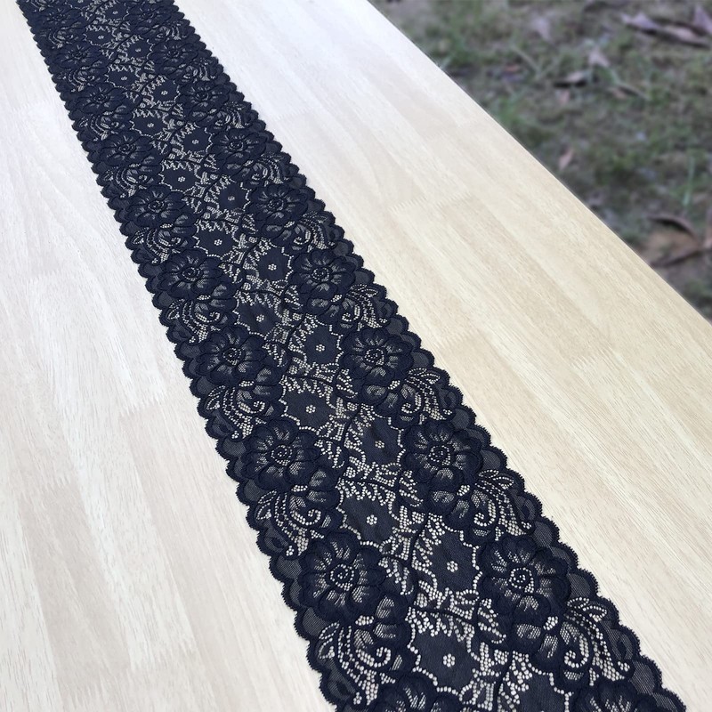 LaceRealm 7 Inch Wide Floral Stretchy Lace Elastic Trim Fabric
