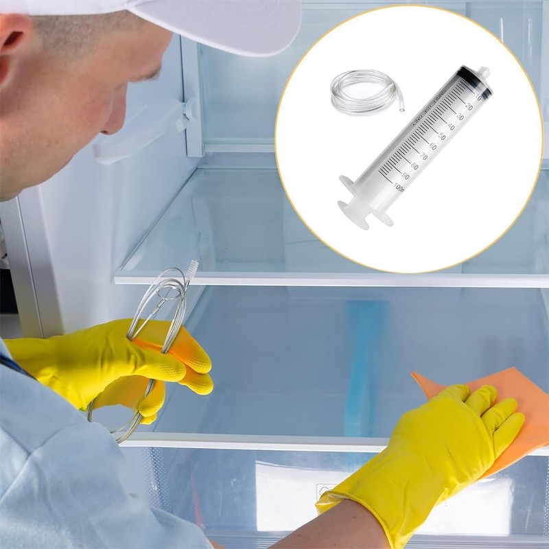 Fridge Drain Hole Cleaning Tool, Fridge Cleaning Syringe Kit, Reusable