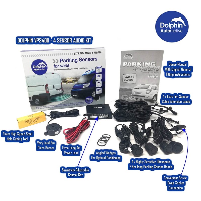 Dolphin Automotive VPS400 Rear Van Reverse Parking Sensor Rear Kit,