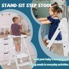 Foldable Toddler Tower, 3 Adjustable Height Toddler Standing Tower, Wooden