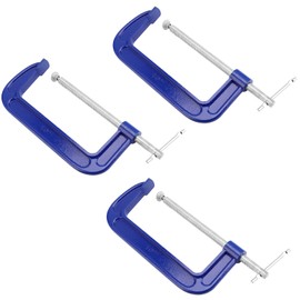 SINJEUN 3 Pack 10 Inch C-Clamp, Cast Iron C-Clamp Heavy Duty C Clamp for Woodworking, Welding and Metal Processing, Blue