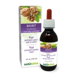 Walnut (Juglans regia) Hull of The Fruit or Pericarp (Walnut Husk) and Leaf Alcohol-Free Tincture Naturalma | 4 fl oz Liquid Extract in Drops | Herbal Supplement | Vegan | Product of Italy