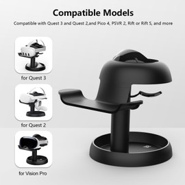 AMVR VR Stand for Quest 3/PICO 4/PS VR2 VR Headset Accessories, Stand for Quest/Quest 2 Compatible Headsets and Controllers