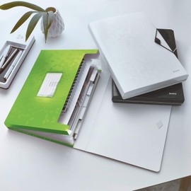 Leitz 45890054 A4 Box File, Holds Up to 250 A4 Sheets, Elastic Closure, Flexible Plastic, WOW Range, Green