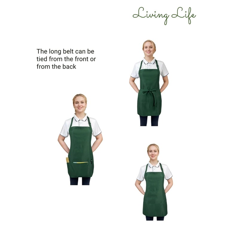 Noxiglow Adjustable Short Aprons for women with 3 Pockets, Waterproof