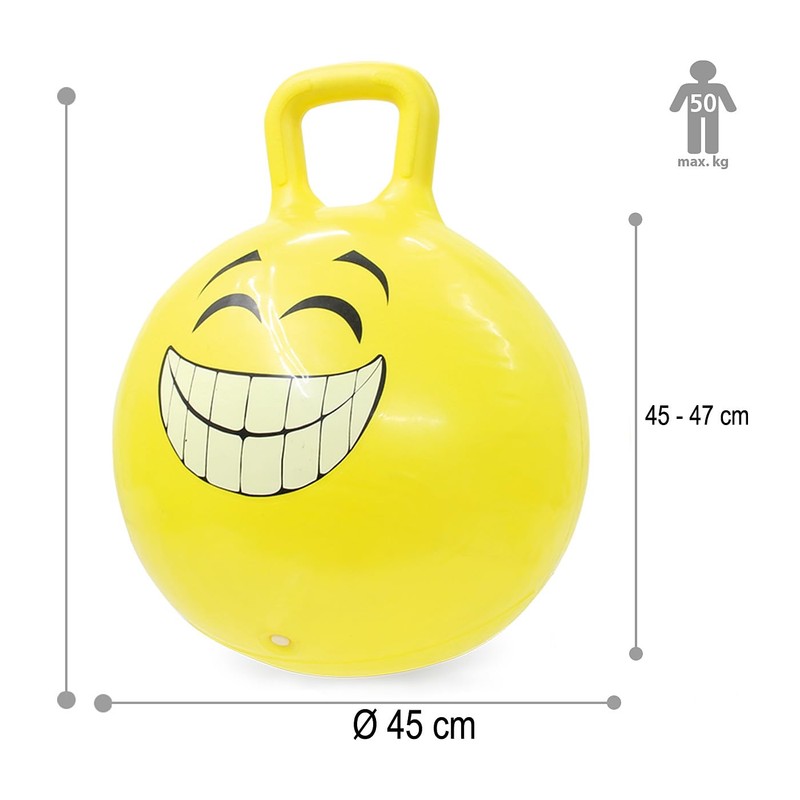 Jamara 460457 - Palla per saltare Smile giallo 450mm -