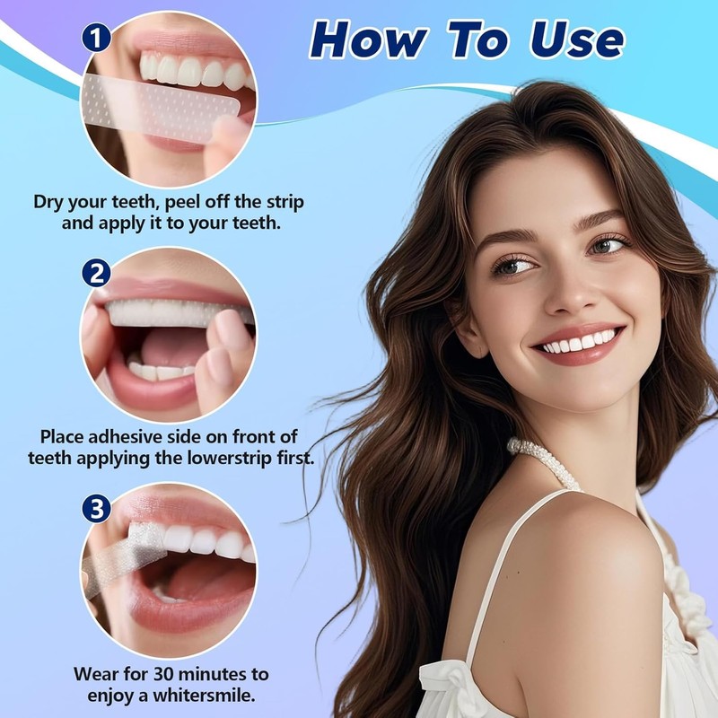 30 Piezas Tiras Blanqueadoras Dientes, 15 Pares Teeth Whitening Strips,