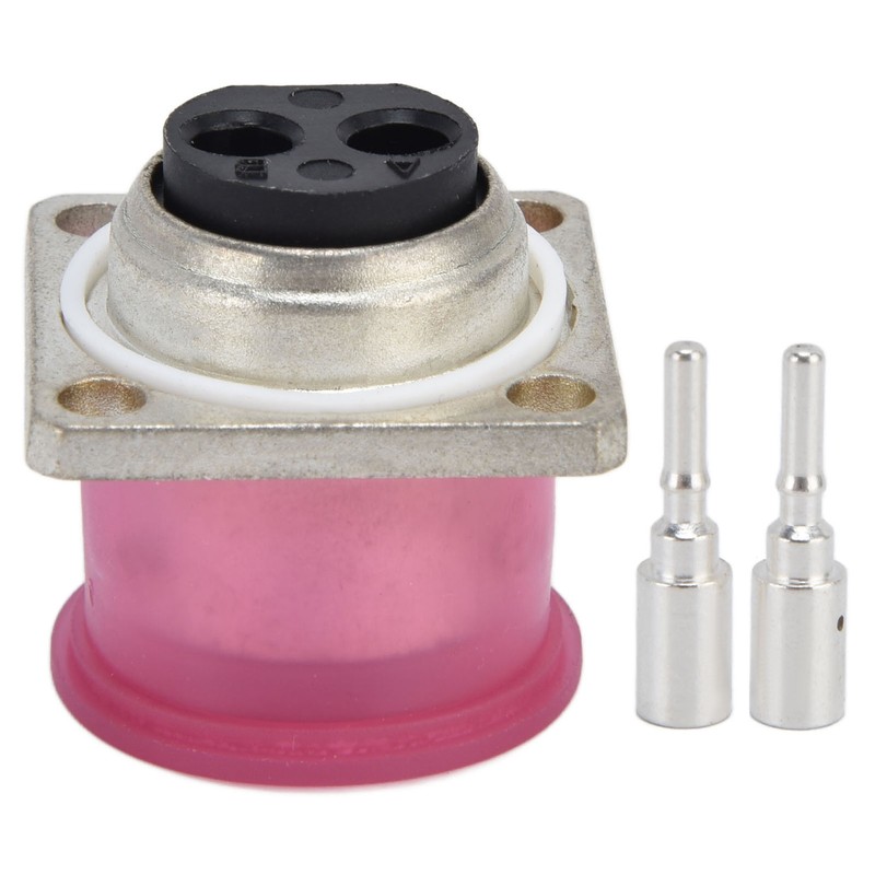 2 Pin Socket Square Flange Screw Mounting Power Connector Electric