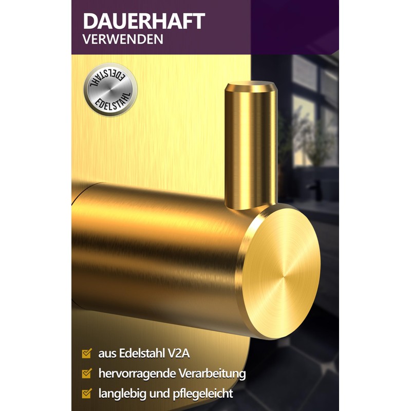 4smile Towel Rail No Drilling Set of 6 Golden ZT