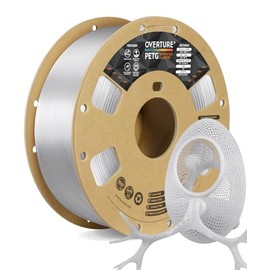 OVERTURE Transparent Filament Clear PETG Filament 1.75mm, PETG Transparent 3D Printer Consumables, 1kg Filament (2.2lbs), Dimensional Accuracy Probability +/- 0.02 mm,Transparent