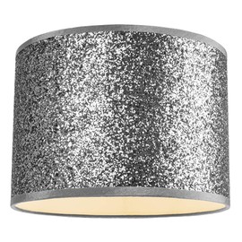 Modern and Designer Bright Silver Glitter Fabric Pendant/Lamp Shade 30cm Wide | 60w Maximum | Fantastic Feature Shade by Happy Homewares