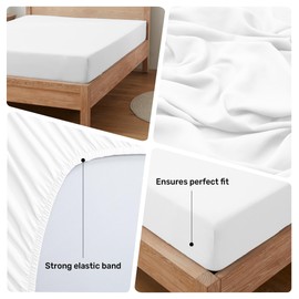 90 x 190 cm Microfibre Bed Sheet for, Mattress Height up to 25-30 cm, Comfortably Breathable Fitted Sheets Bed Linen, Oeko-Tex Certified, White