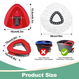 Uoiispet Mop Heads Replacements for Ocedar, Spin Microfiber Mop Replace Head for O-Cedar EasyWring 1 Tank System Mop Refills, Include 3 Pack Mop Heads, 1 Scrub Brush & 1 Base Combo