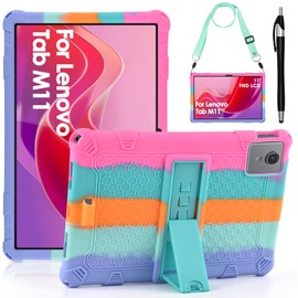 DETUOSI Funda para Lenovo Tab M11 TB330FU TB331FC 11 Pulgadas 2024 Silicona a Prueba Funda Niños para Lenovo Tab M11 11" Cover,con Cinturón de Hombro y Pluma Táctil