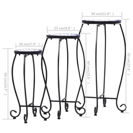 Udorich Elegant Blue and White Mosaic Tables Set of 3 for Patio and Garden, Easy Assembly, Sturdy Iron Frame