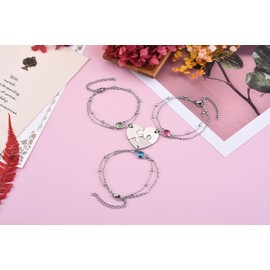 Top Plaza Best Friend Bracelets for 3 Friendship BFF Bracelets Matching Puzzle Heart Relationship Bracelets for Women Friendship Jewelry Best Friend Birthday Gifts