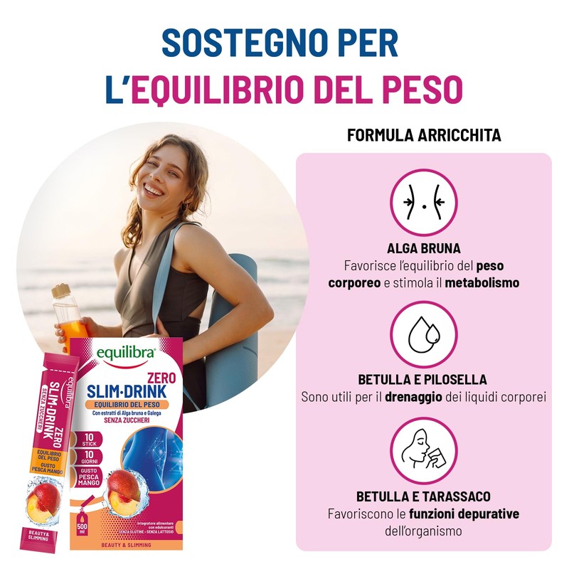 Equilibra Slim Drink Zero Zuccheri, Integratore per Equilibrio del Peso