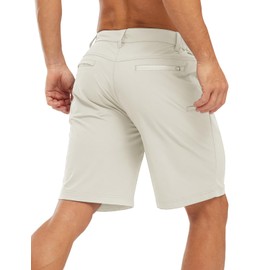 TBMPOY - Pantalones cortos de golf para hombre, de 9 pulgadas, cintura elástica, de secado rápido, con 5 bolsillos, Blanco, 34 Regular