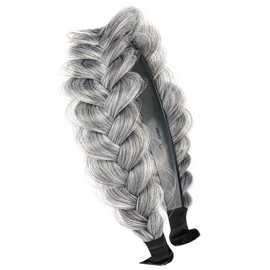 TOECWEGR Braided Headband WithTooth Wide Braid Messy Hair Hoop WomenFashion Hair Accessories (silver grey)