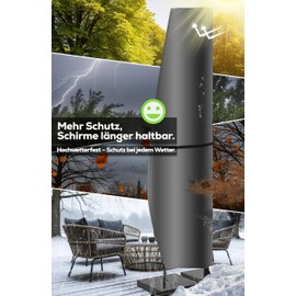 4smile Parasol Protective Cover for 2 to 4 m - Heavy Duty Cantilever Parasol Protective Cover, Waterproof, UV-Resistant, Cover for Garden, Anthracite