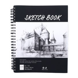 Art Sketchbook 100 Sheets 12in Long 9in Wide Erasable Smudge Resistant Spiral Notebook for Students Artists Sketching