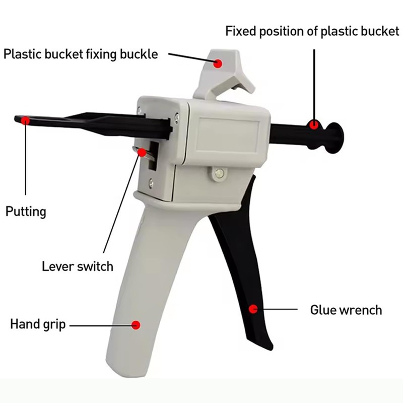 1:1 AB epoxy glue gun, dispensing gun 50ml dual ink