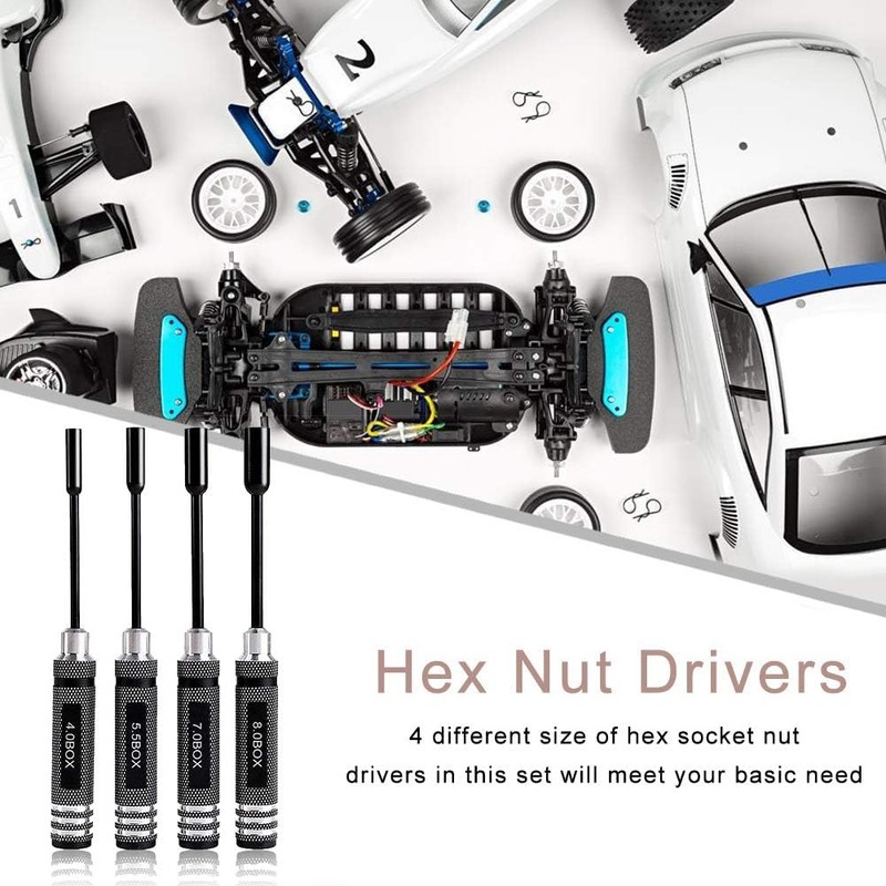 Gruiqrd Hex Screw Driver, 4pcs RC Tools Kit Hexagon Screwdriver