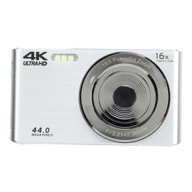 Cámara Digital, Cámara de Vídeo FHD 4K con Zoom Digital de 16X, Cámara de Vídeo de Pantalla de 2,8 Pulgadas de 44MP, Cámara para Niños Principiantes y Adolescentes (Plata)