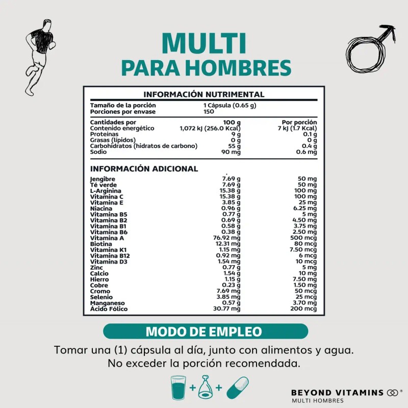 Multi Vitaminico Hombres Biotina Manganeso Verde Argnina Jengibre Vitamina Calcio
