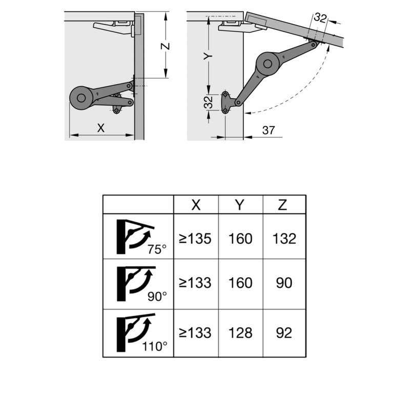 bricoleva.it Steel Folding Arm Hinged Hinged Door Cabinet Furniture -