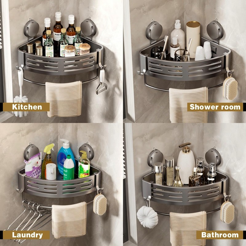 VOLPONE Shower Caddy Corner Suction Cup Shower Shelf Corner No