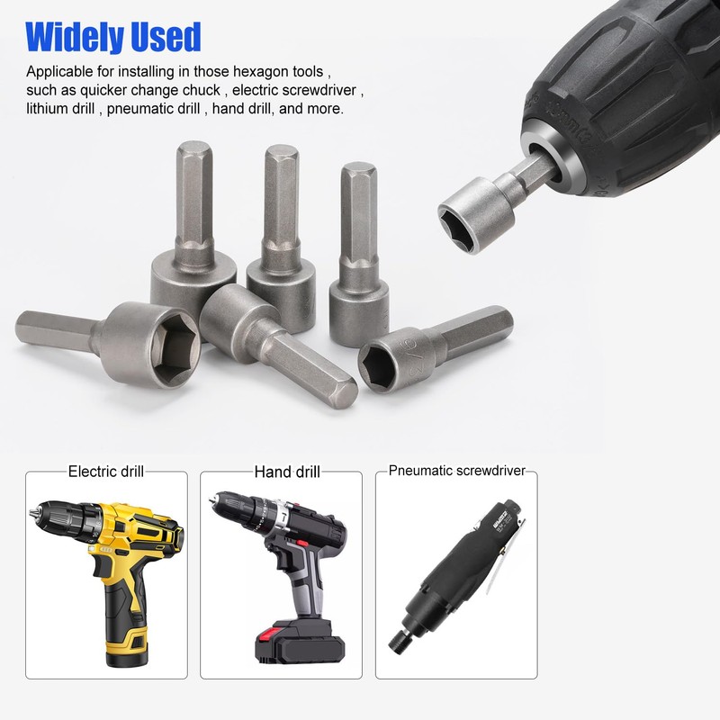 Nutmanel Socket Spanner, Socket Adapter, Hex Shank Metric Nut Driver