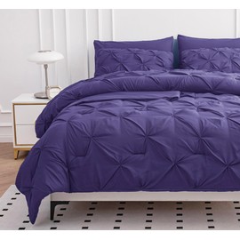 LANE LINEN Cal King Size Comforter Set - 7 Pieces Cal King Size Bed in A Bag, King Bedding Sets with Comforters, Sheets, Pillowcases & Shams, Bedding Set - Purple