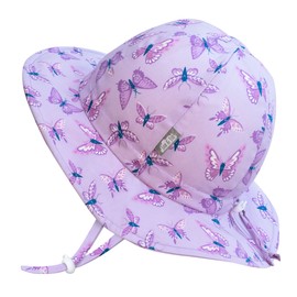 Jan & Jul Adjustable Girls Sun-Hat with Strap and UV Protection (XL: 5-12 Years, Butterfly)