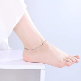 WINNICACA Anklets for Women Christmas Gifts 925 Sterling Silver Beaded Ankle Bracelet Adjustable Boho Beach Stylish Foot Chain Jewelry Gifts for Women Her Lady Wife Daughter Birthday Gifts Ideas