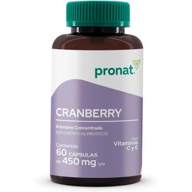 PRONAT | Cranberry Concentrado de Arándano, Suplemento Alimenticio, con Vitamina C y E, 60 Cápsulas de 450 mg