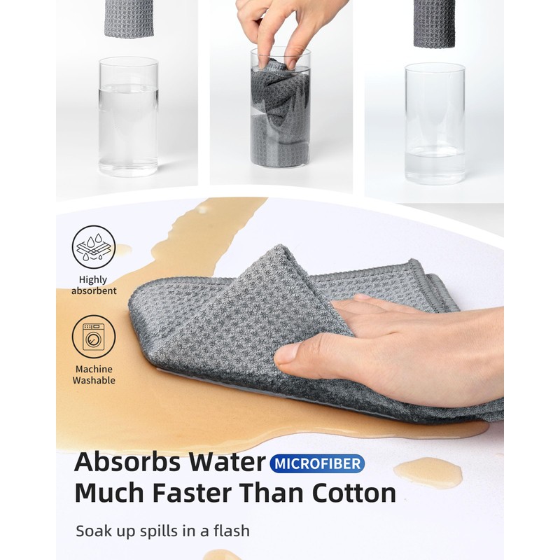 MR.SIGA Waffle Weave Cleaning Cloths, Ultra Absorbent and Lint Free,