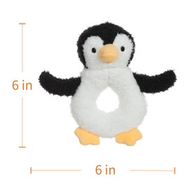 Apricot Lamb Baby Lovey Penguin Soft Rattle Toy, Plush Stuffed Animal for Newborn Soft Hand Grip Shaker Over 0 Months (Black Penguin, 6 Inches)
