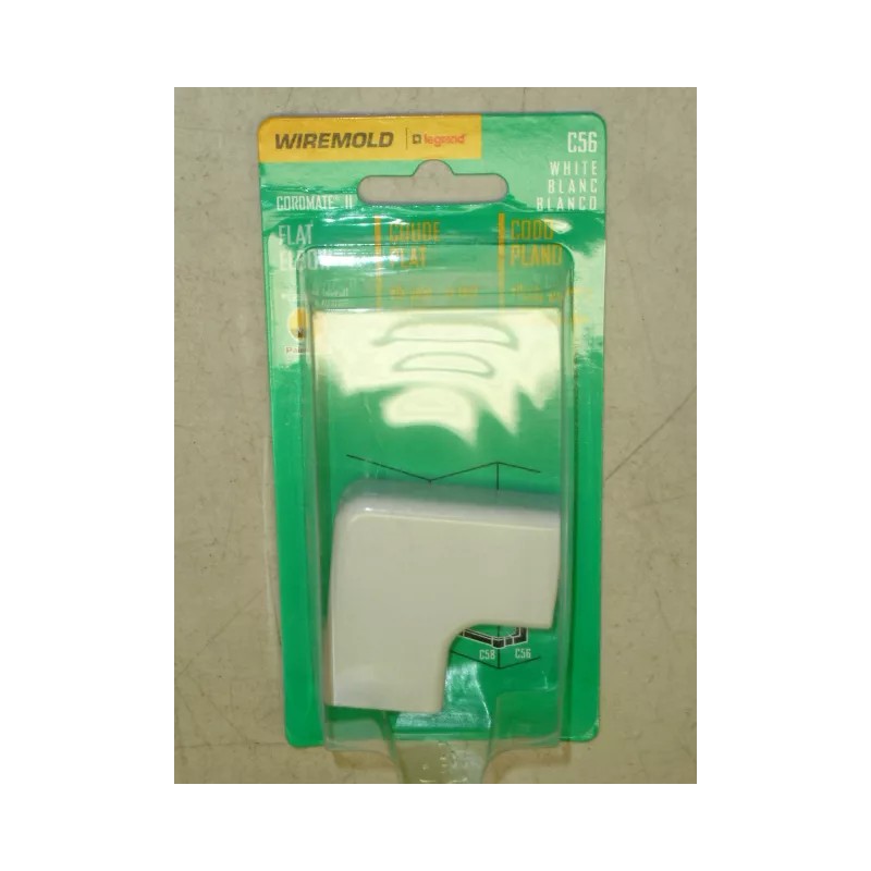 WIREMOLD NEW! WIREMOLD CORDMATE II FLAT ELBOW, WHITE PART #C56