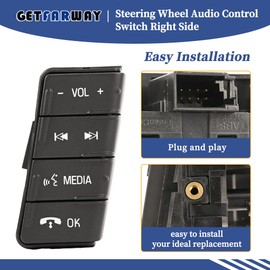 Getfarway Steering Wheel Audio Control Switch Right Side Fit for Ford F-150 F150 2011 2012 2013 2014 Replace# AL3Z-9C888-CA AL3Z9C888CA SW6880 SW-6880 Volume Control Keys Assembly