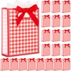 Eaasty 20 Pcs Red Gingham Gift Bags with Bow 10.23