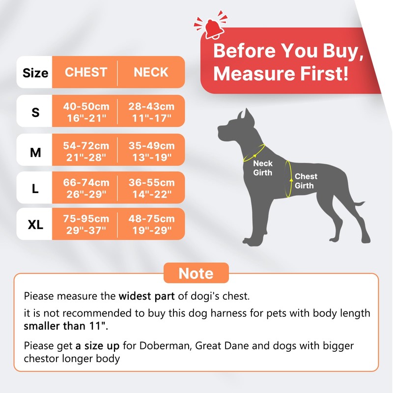 Belababy Dog Harness Small Medium Large No Pull, Adjustable Reflective