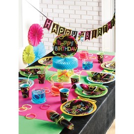 Creative Converting Neon Glow Lunch Paper, 16 Ct, 6.5", Happy Birthday Napkins